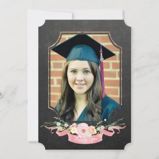 Invitación Graduación 2017 Gracias Chalkboard Floral