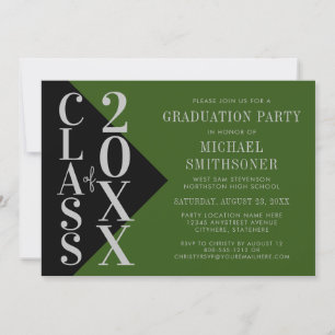 Invitación Graduación 2022 Color moderno verde negro editable