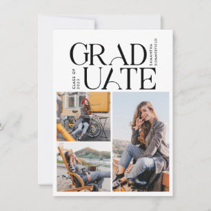 Invitación Graduación 2023 Multi Foto Verde Negra Fiesta de G