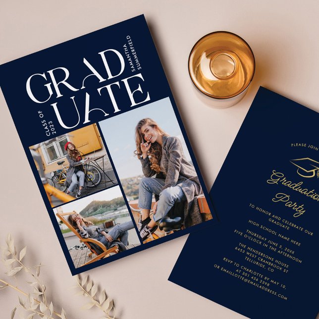 Invitación Graduación 2024 Fiesta de graduación azul de la Ma (Subido por el creador)