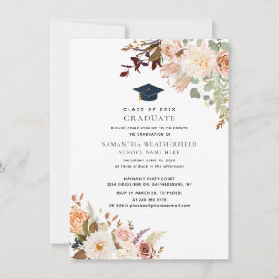 Invitación Graduación 2024 Watercolor Floral Grad Fiesta