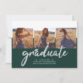 Invitación Graduación 2025 Collage de fotos Fiesta Verde
