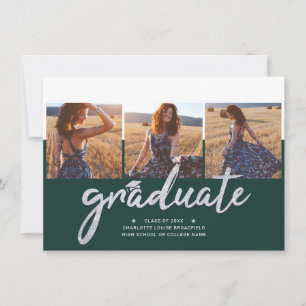Invitación Graduación 2025 Collage de fotos Fiesta Verde