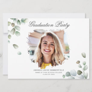 Invitación Graduación 2025 Eucalyptus Grad Photo Fiesta