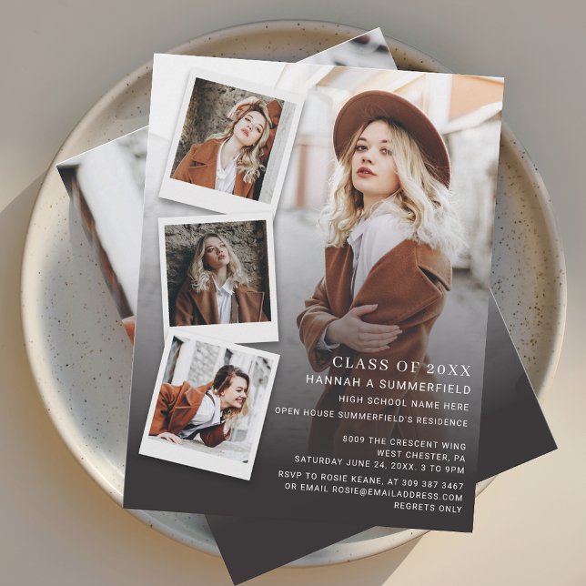 Invitación Graduación 2025 Fiesta de fotos de Open House (Graduation 2025 Multi Photo Open House Invitation)