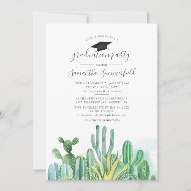 Invitación Graduación 2025 Fiesta de Grado Cacti (Anverso)