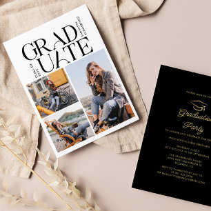 Invitación Graduación 2025 Fiesta de grado de Collage de foto