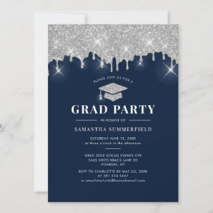 Invitación Graduación 2025 Fiesta de la graduación azul de la