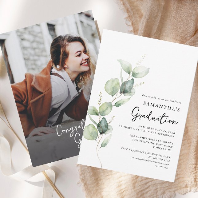 Invitación Graduación 2025 Fiesta de posgrado botánico (Graduation 2025 Botanical Photo Grad Party Invitation)