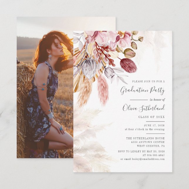 Invitación Graduación 2025 Fiesta de posgrado de Pampas (Anverso / Reverso)