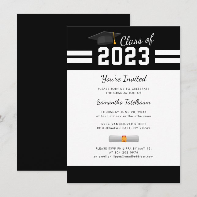 Invitación Graduación 2025 Fiesta de posgrado moderno (Anverso / Reverso)