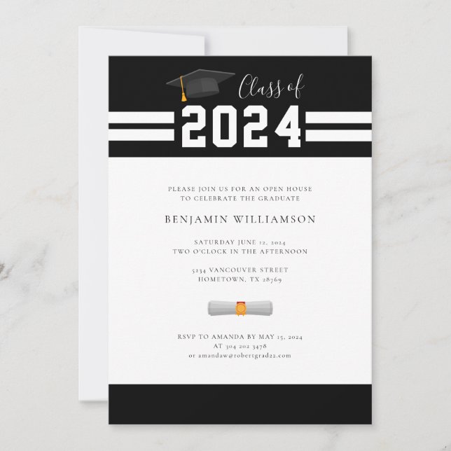 Invitación Graduación 2025 foto en blanco negro (Anverso)