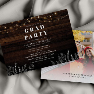 Invitación Graduación 2025 Foto Rústica Grad Fiesta