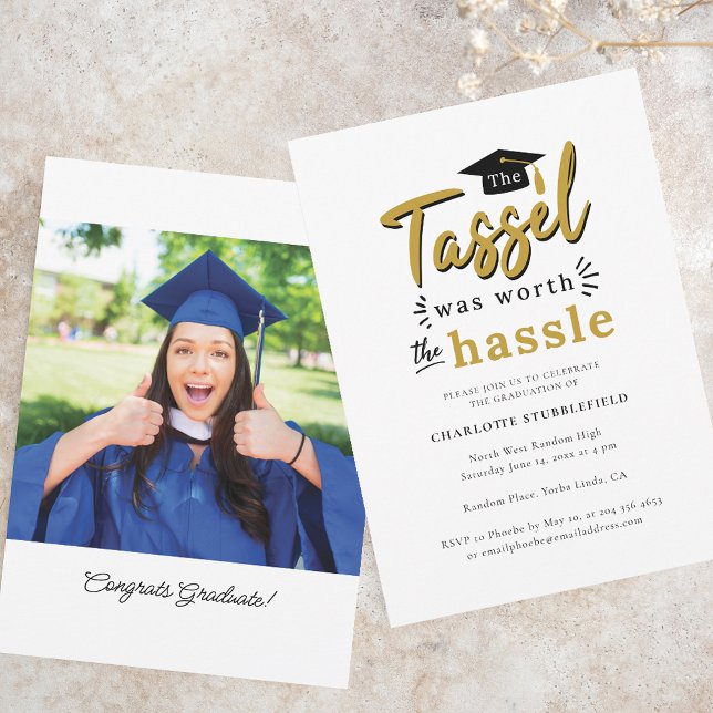 Invitación Graduación 2025 Tassel Worth Hassle Fiesta (Graduation 2025 Tassel Worth Hassle Party Invitation)
