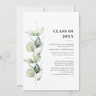 Invitación Graduación 2026 Aquarela Eucalipto Fiesta de Gradu