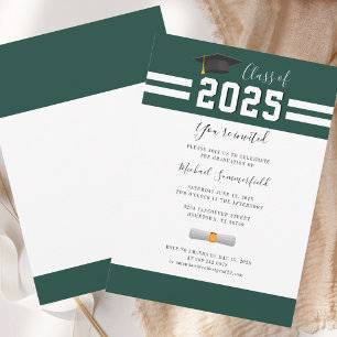 Invitación Graduación 2026 Fiesta de Graduados Verde Blanco