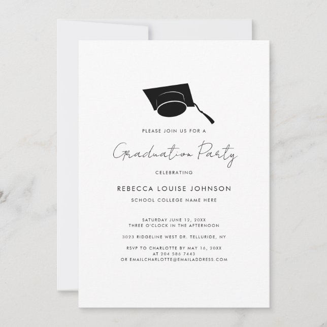 Invitación Graduación 2026 Script Fiesta de Graduación Elegan (Anverso)