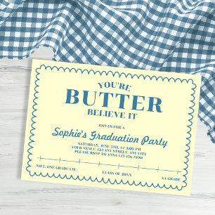 Invitación Graduación Amarillo Vintage 2026 Butter Believe It