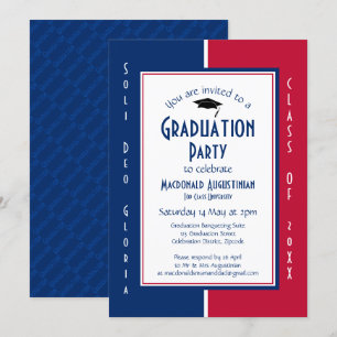 Invitación GRADUACIÓN Azul blanco rojo cristiano personalizad