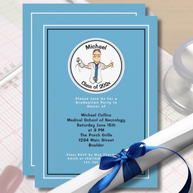 Invitación Graduación azul de la Escuela de Medicina (Subido por el creador)