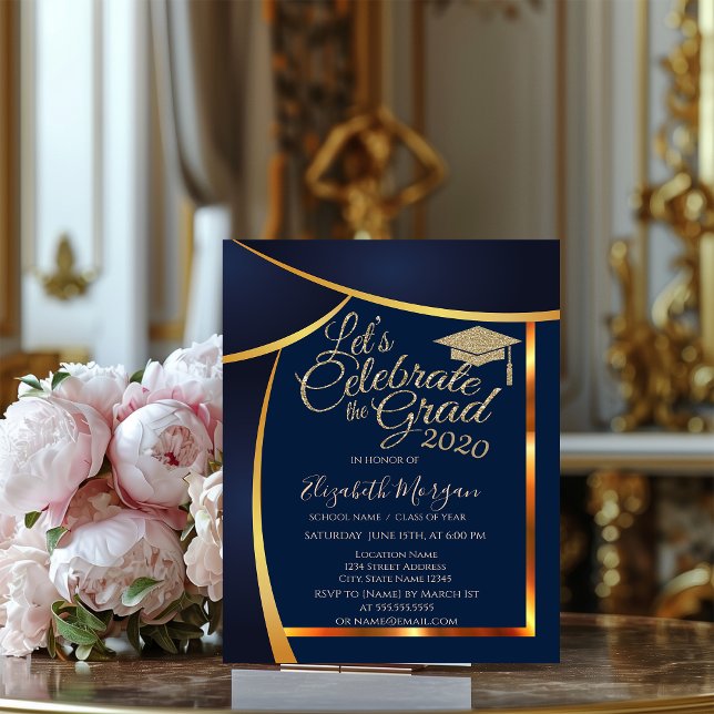 Invitación Graduación azul de la Marina de Graduación de Purp (Subido por el creador)