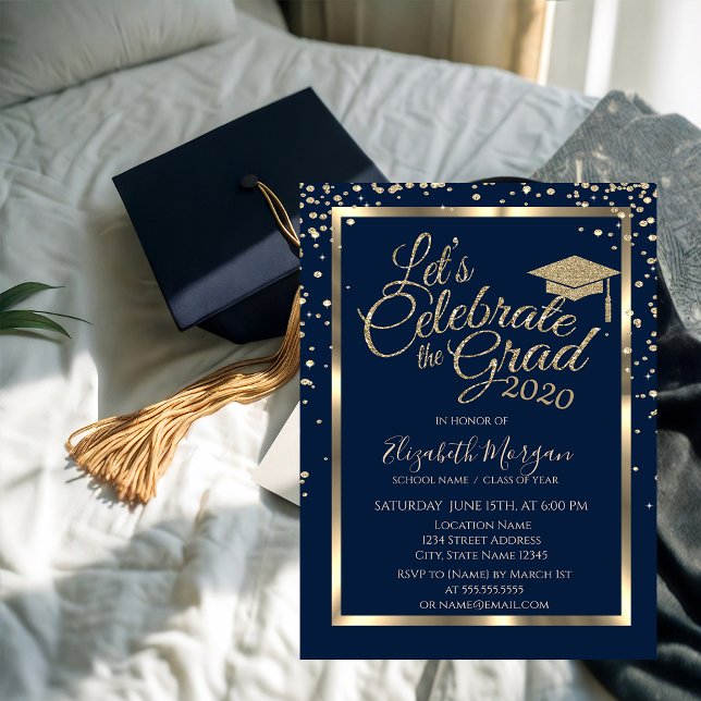 Invitación Graduación azul de la Marina de los Diamantes de l (Subido por el creador)
