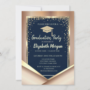 Invitación Graduación azul de la Marina de los Diamantes de O