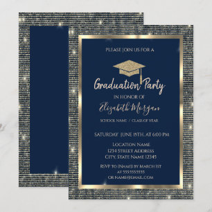 Invitación Graduación azul del capuchón de graduación de la M