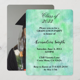 Invitación Graduación azul verde tu foto