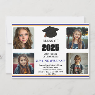 Invitación Graduación azul y Naranja