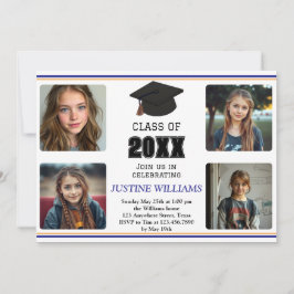 Invitación Graduación Azul y Naranja