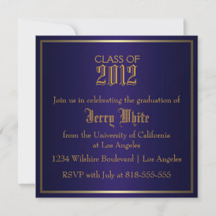 Invitación Graduación Azul y Oro