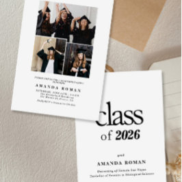 Invitación Graduación Blanca Minimalista con Foto