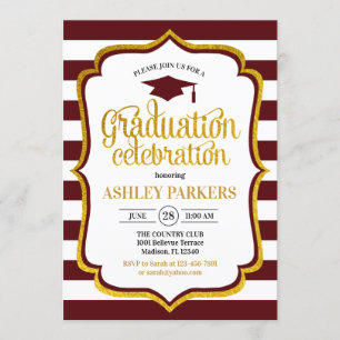 Invitación Graduación - Blanco de oro marrón