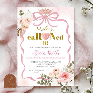 Invitación Graduación Boho Coquette Pampas Hierba Rosa Se lo 