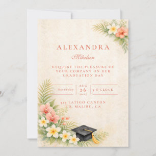 Invitación Graduación Botánica Floral Tropical