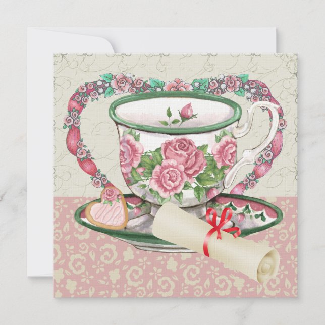Invitación Graduación Café dulce / Fiesta de té - SRF (Anverso)