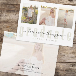 Invitación Graduación caligrafía Script oro simple Cuatro fot