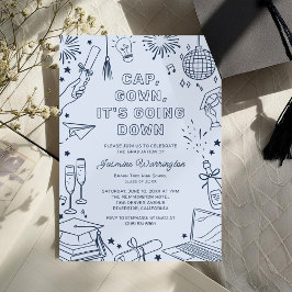 Invitación Graduación Caprichosa Azul Moderna