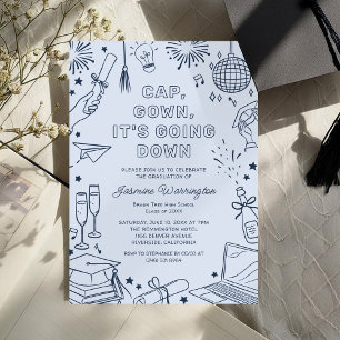 Invitación Graduación Caprichosa Azul Moderna