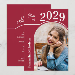 Invitación Graduación Carmesí Foto Arco Moderno