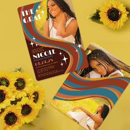 Invitación Graduación Casual de barrido arco iris de Retro Bo