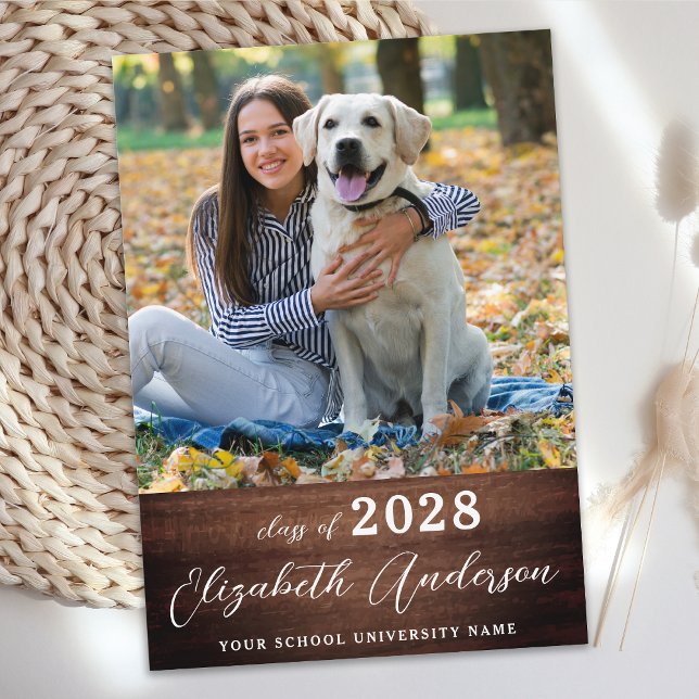 Invitación Graduación Casual Rustic Photo Wood (Subido por el creador)