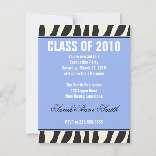 Invitación Graduación cebra (Anverso)