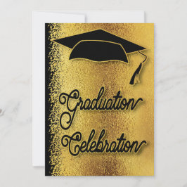 Invitación Graduación Celebración Grad Fiesta Faux Gold Moder