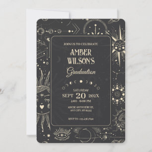 Invitación Graduación celestial de astrología bohemia