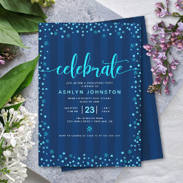 Invitación Graduación chic y moderna con letras brillantes en