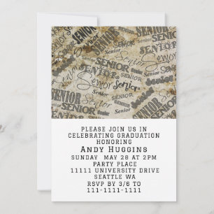 Invitación Graduación Clase De 2025 Graduado Paz De Negro