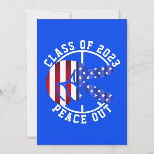 Invitación Graduación Clase De 2025 Peace Out Graduate Blue