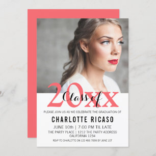 Invitación Graduación Clase de Personalizada Moderna (Rosa)